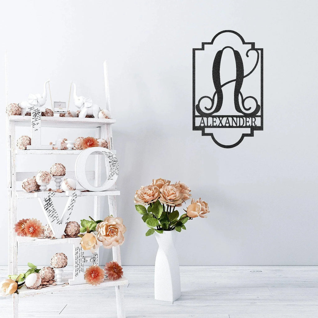 Regal Monogram Custom Name and Initial Metal Wall Art