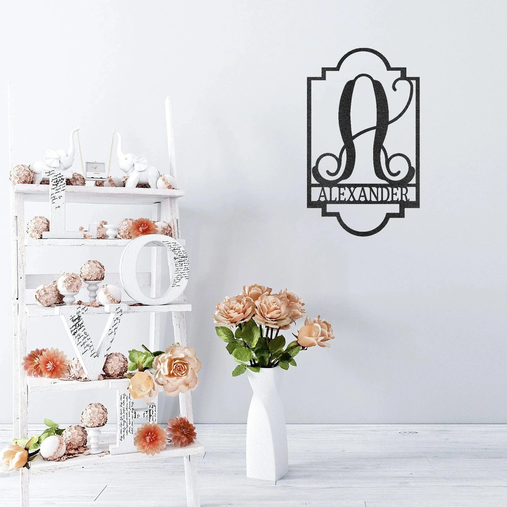 Regal Monogram Custom Name and Initial Metal Wall Art