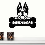 Pit Bull Dog Custom Name Metal Art Wall Sign