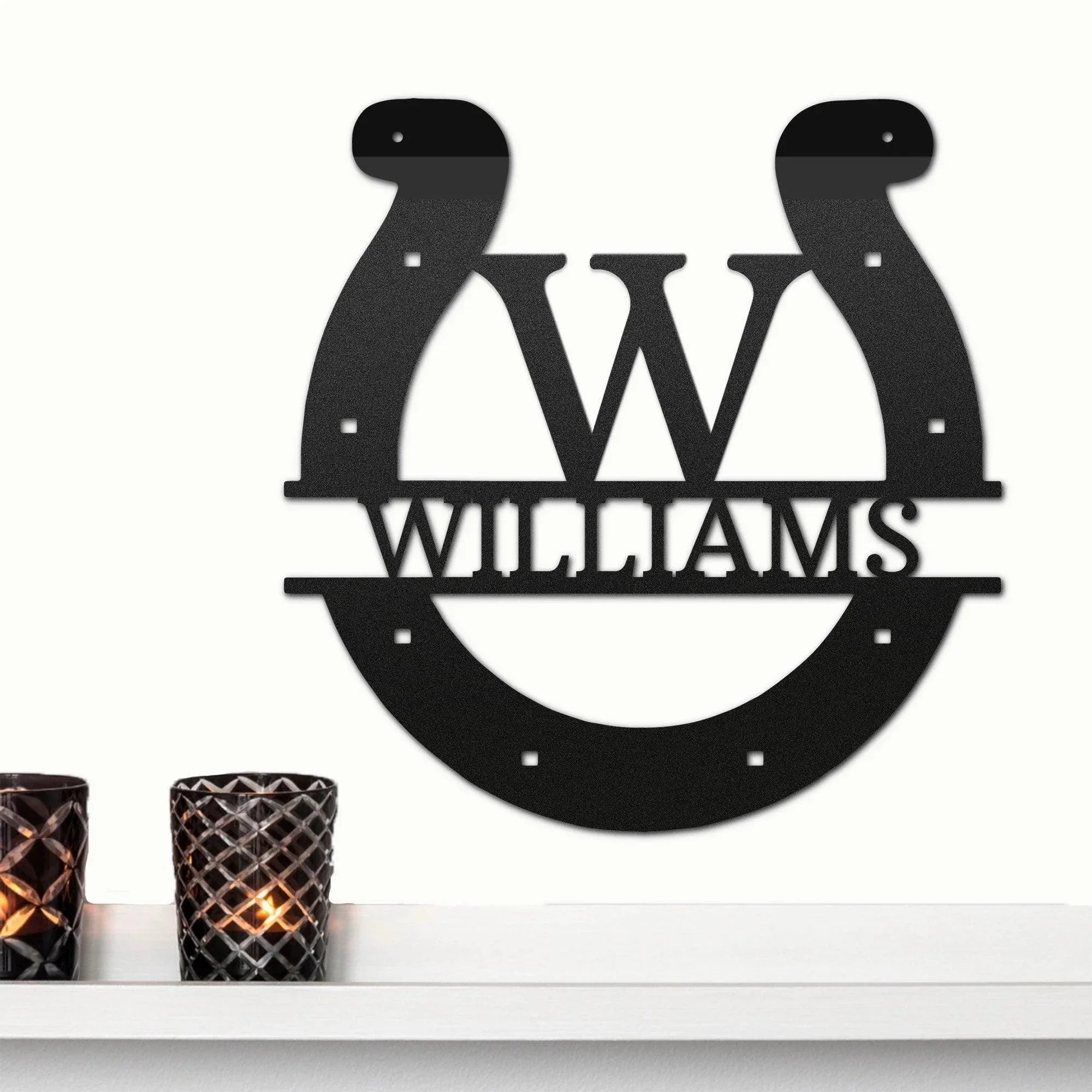 Horseshoe Custom Name and Initial Metal Art Wall Sign