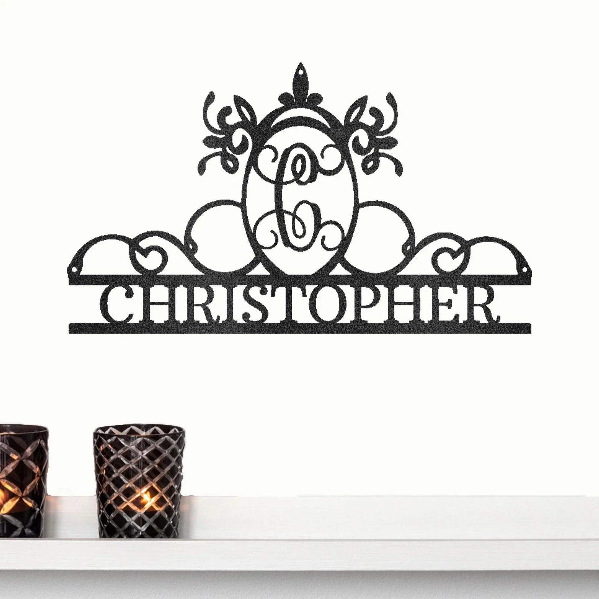Initial and Name Custom Steel Wall Sign Metal Art