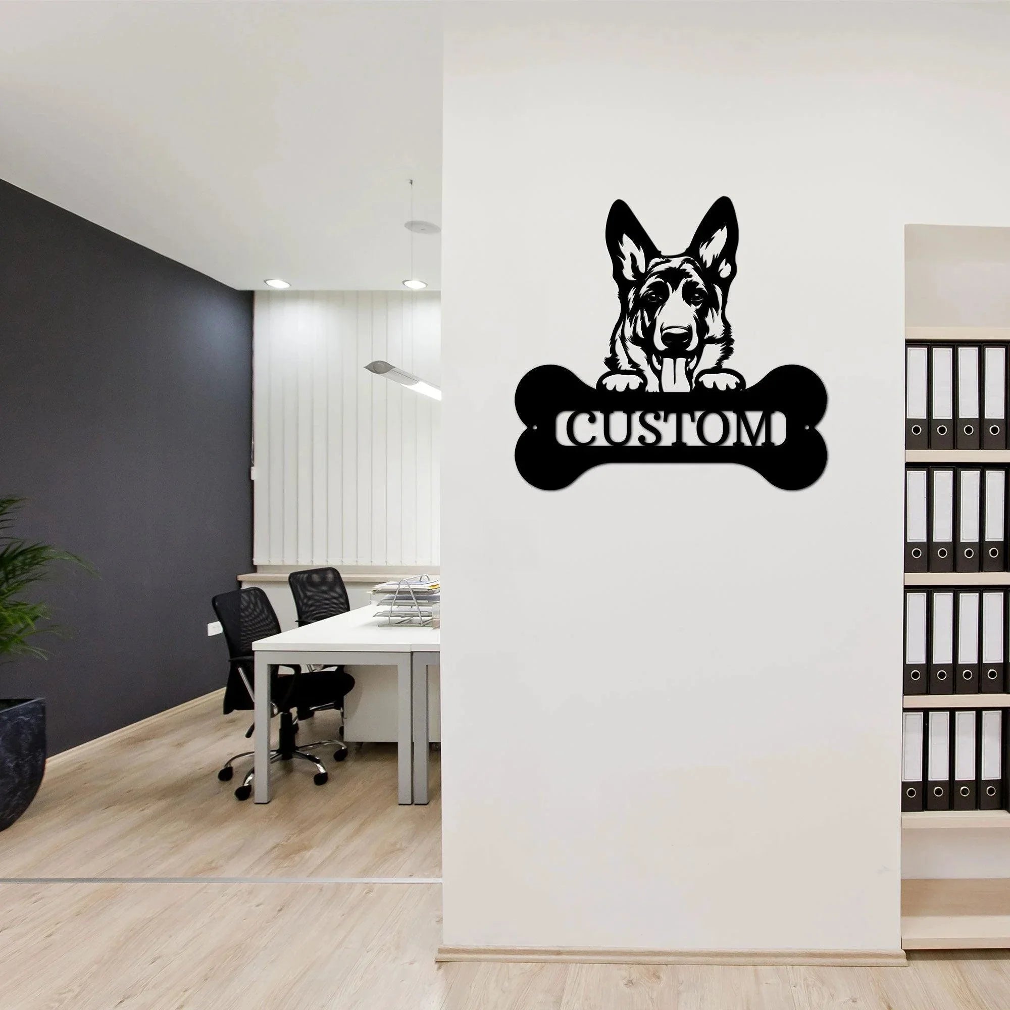 German Sheperd Custom Name Metal Art Wall Sign