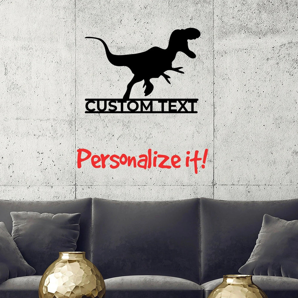 Dinosaur Tyrannosaurus Rex Custom Name Metal Wall Sign