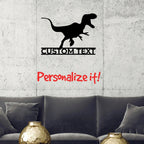 Dinosaur Tyrannosaurus Rex Custom Name Metal Wall Sign