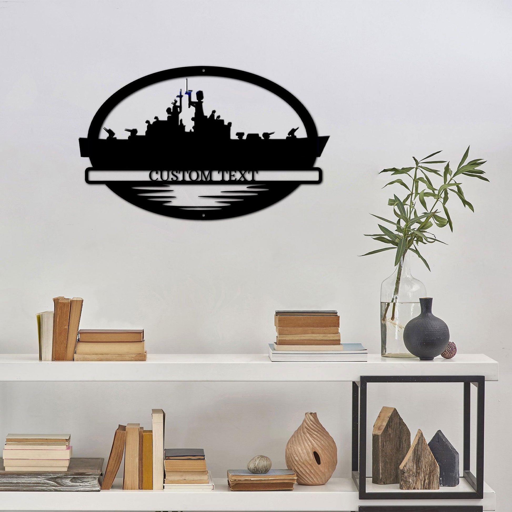Navy Battleship USS South Carolina Silhouette Custom Metal Art Wall Sign - Mallard Moon Gift Shop