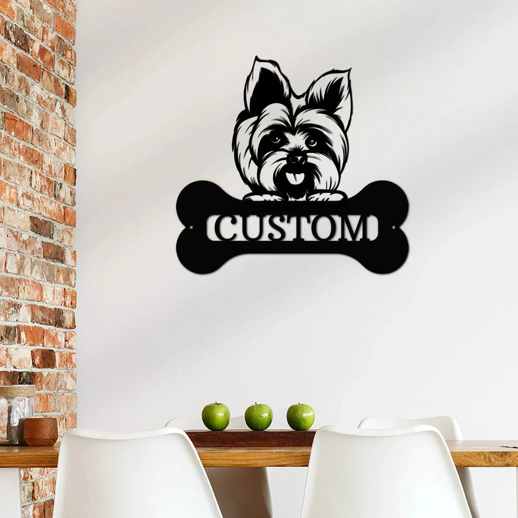 Yorkshire Terrier Dog Custom Name Metal Art Wall Sign