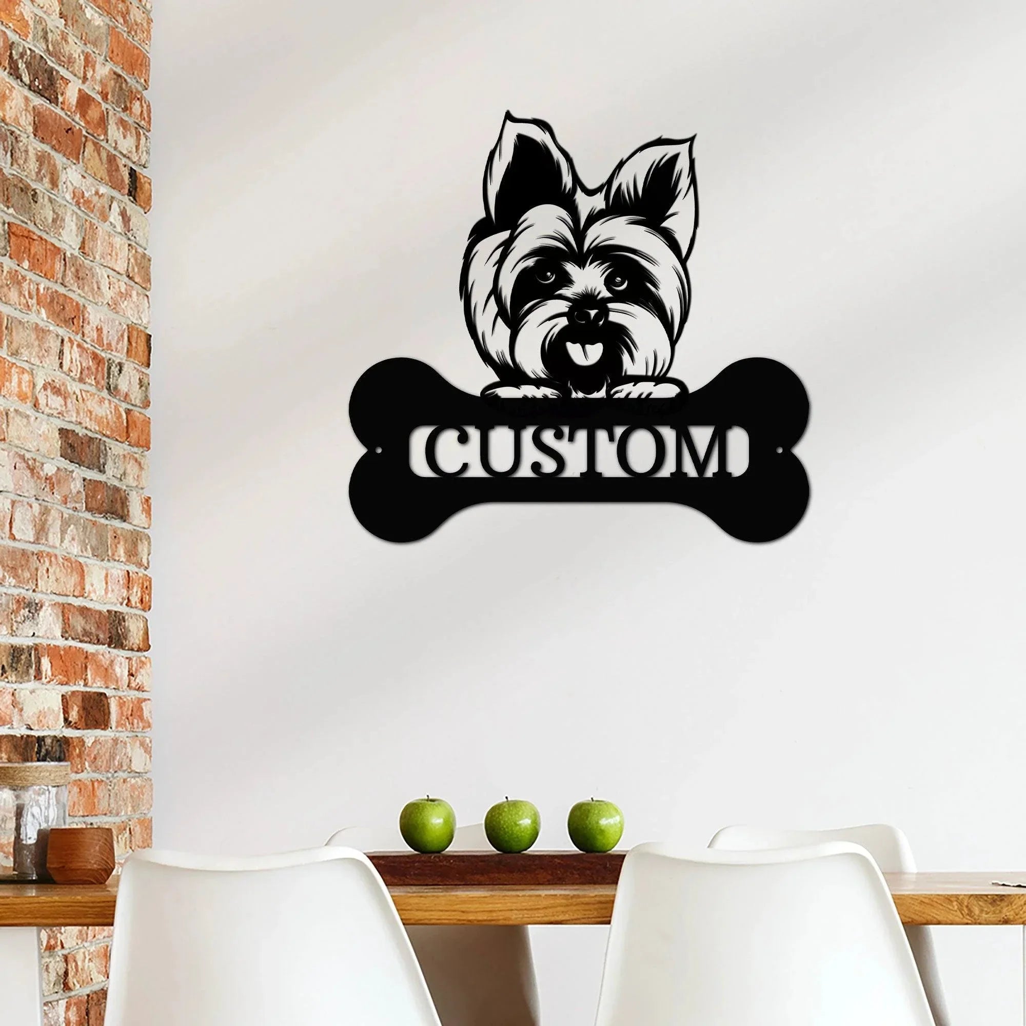 Yorkshire Terrier Dog Custom Name Metal Art Wall Sign