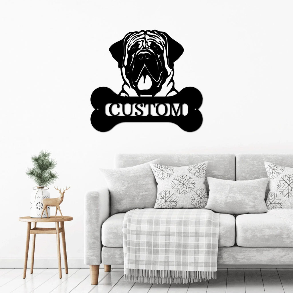 Mastiff Dog Custom Name Metal Art Wall Sign