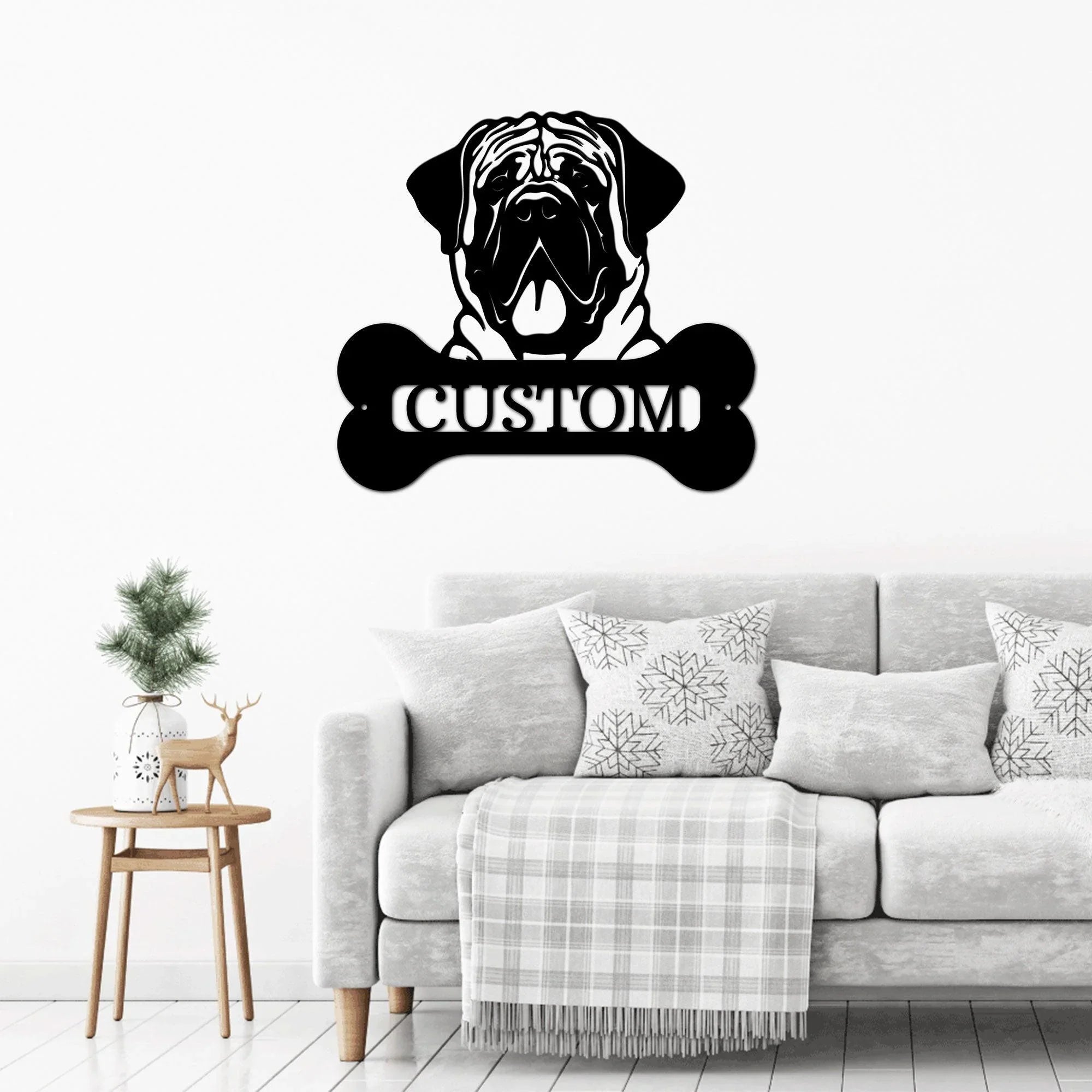 Mastiff Dog Custom Name Metal Art Wall Sign