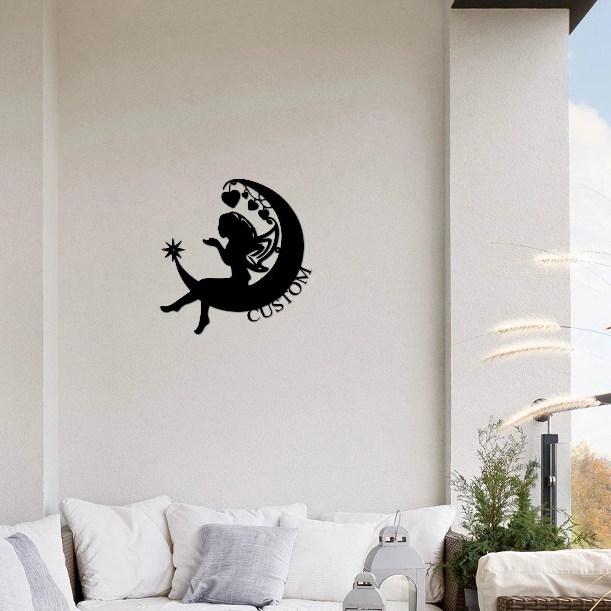 Fairy Moon Custom Name Metal Art Wall Sign