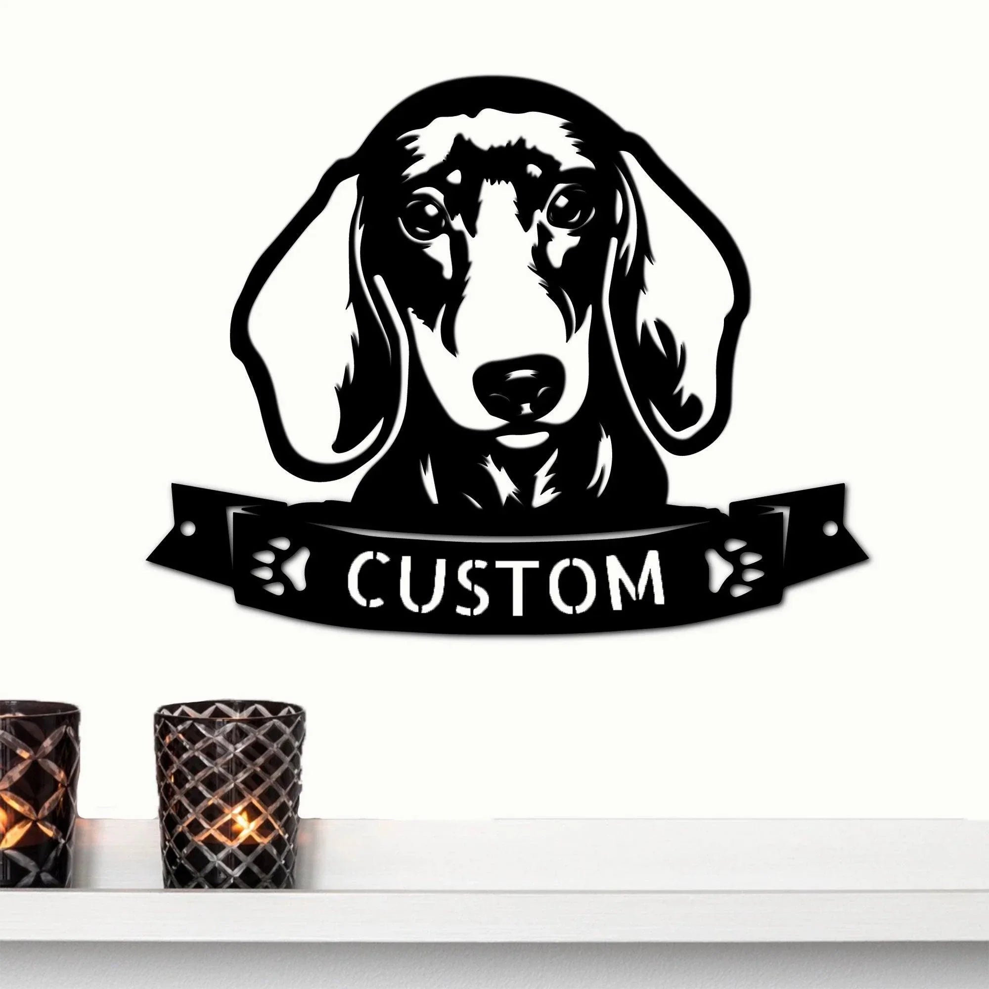 Dachshund Face Custom Name Metal Art Wall Sign
