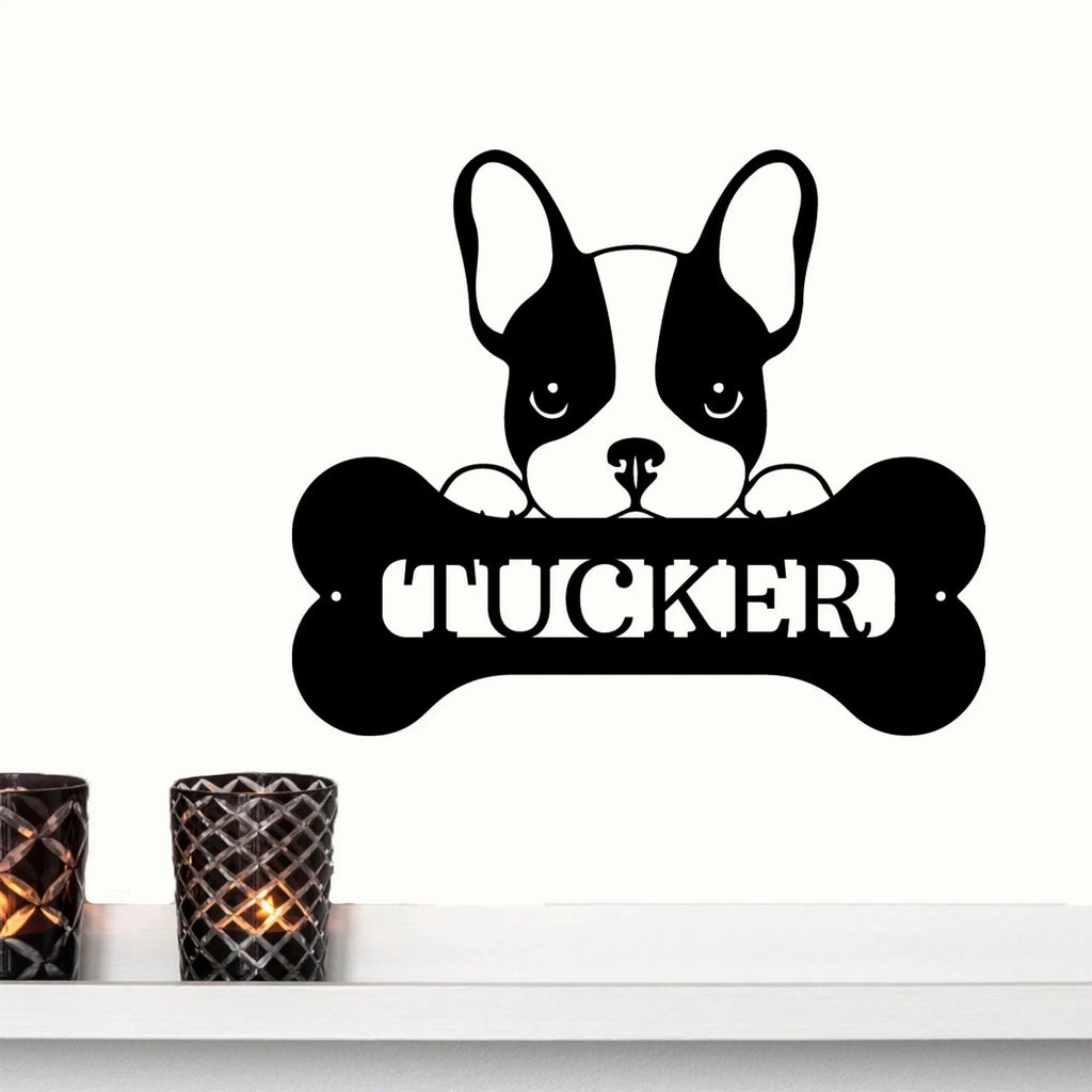 French Bulldog Custom Name Metal Art Wall Sign