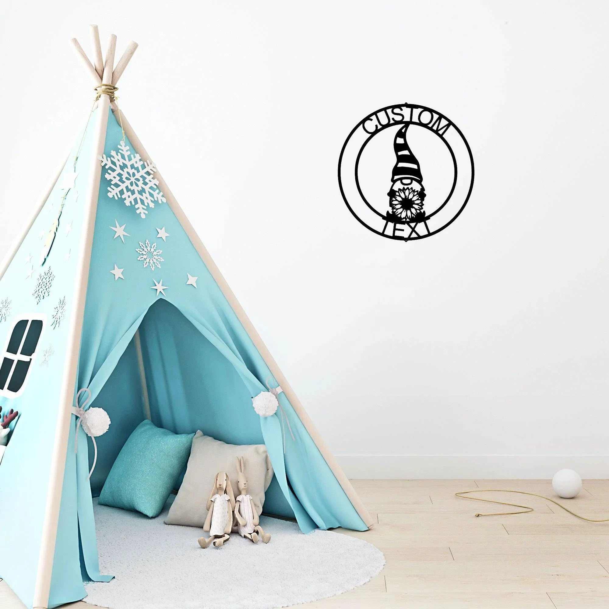 Spring Gnome Custom Name Metal Art Wall Sign Home Decor