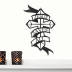 Jesus Saves All Cross Metal Art Wall Sign