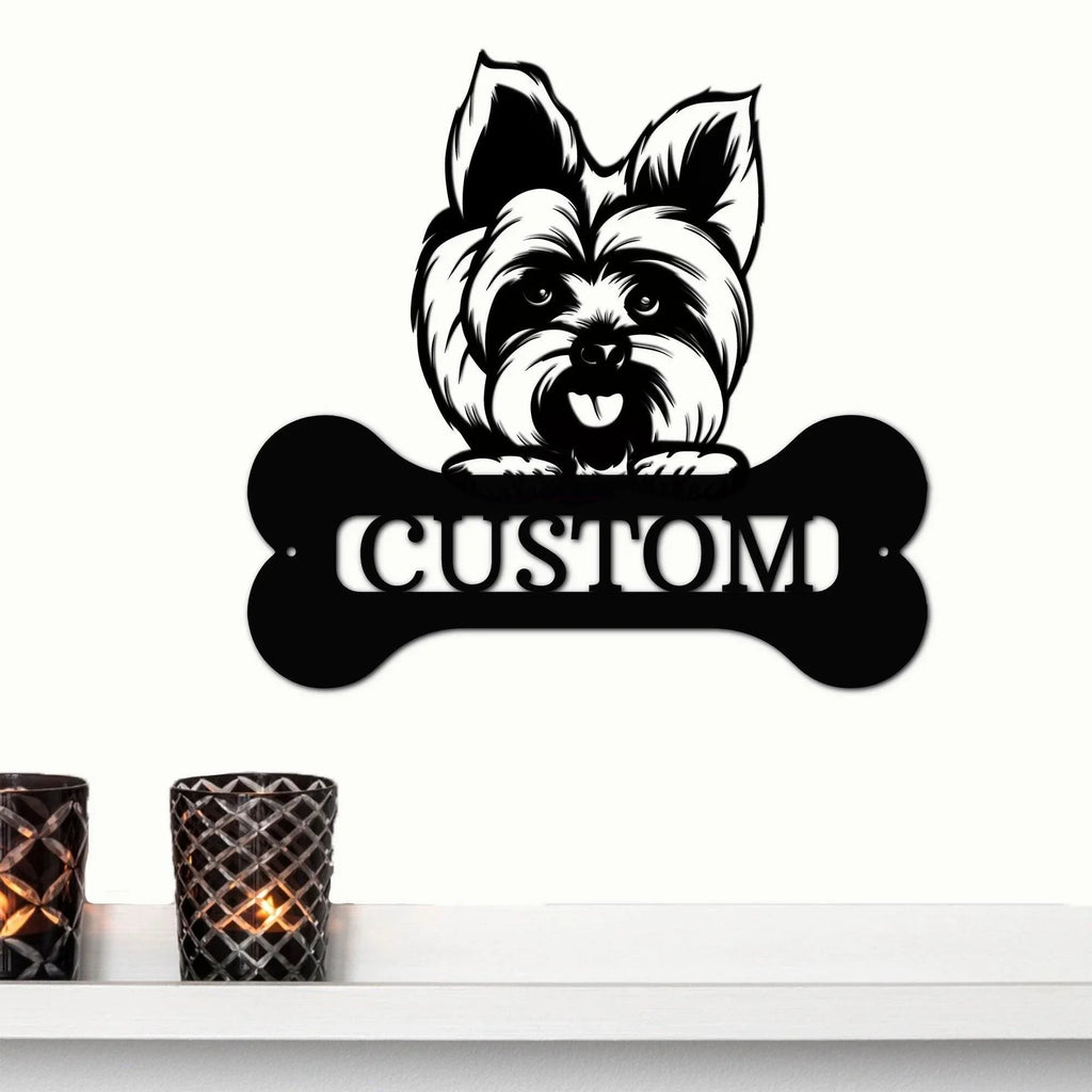 Yorkshire Terrier Dog Custom Name Metal Art Wall Sign