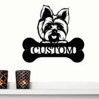Yorkshire Terrier Dog Custom Name Metal Art Wall Sign