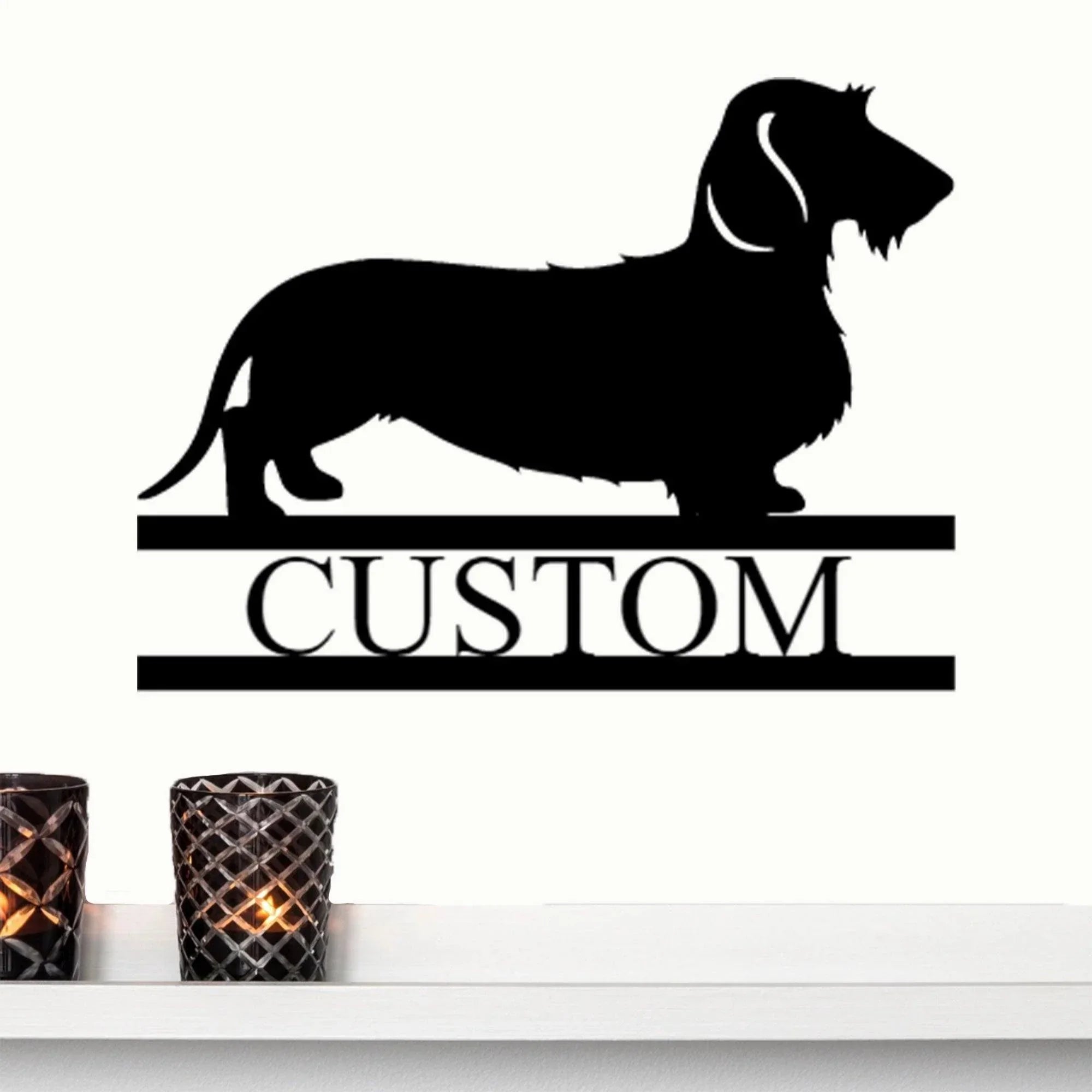Dachshund Wire Haired Custom Name Metal Wall Sign