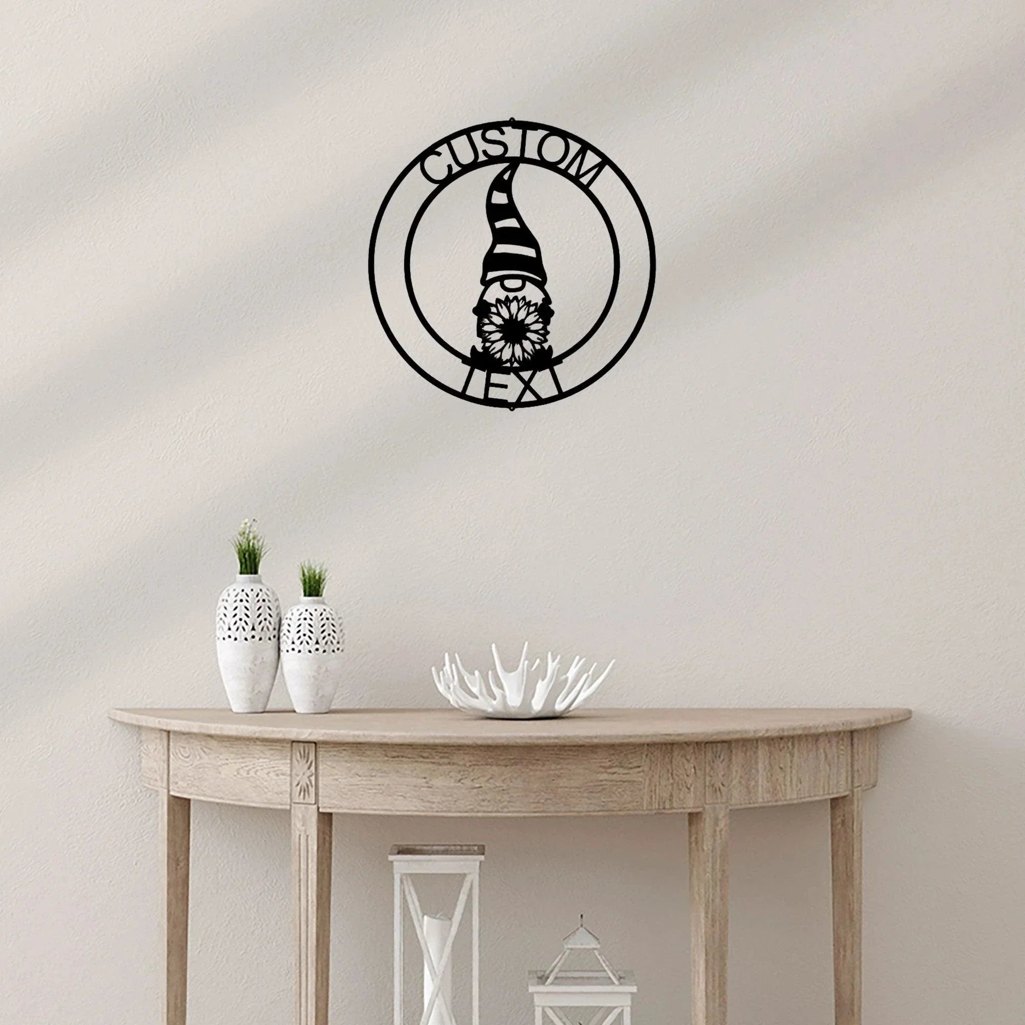Spring Gnome Custom Name Metal Art Wall Sign Home Decor