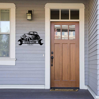 Hot Rod Shop Monogram Personalized Indoor Outdoor Steel Wall Sign Metal Art - Mallard Moon Gift Shop