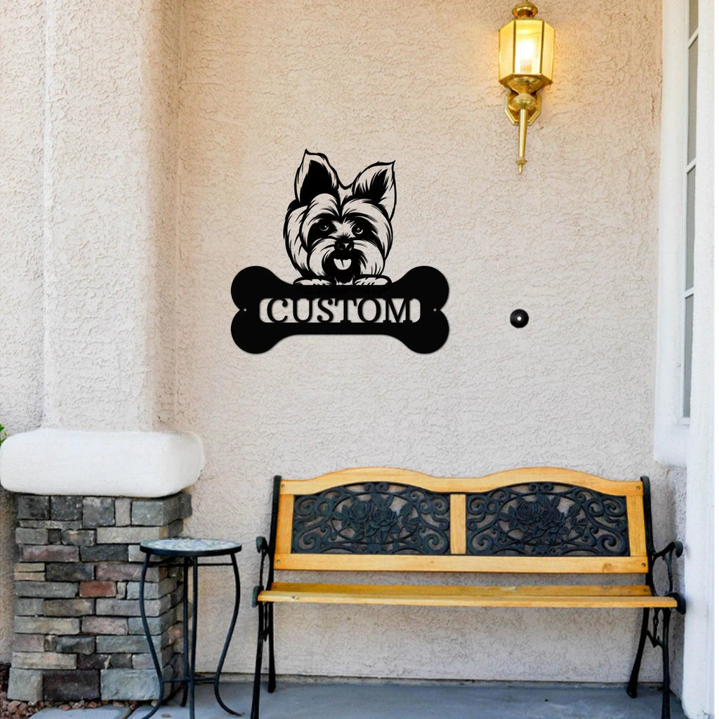 Yorkshire Terrier Dog Custom Name Metal Art Wall Sign