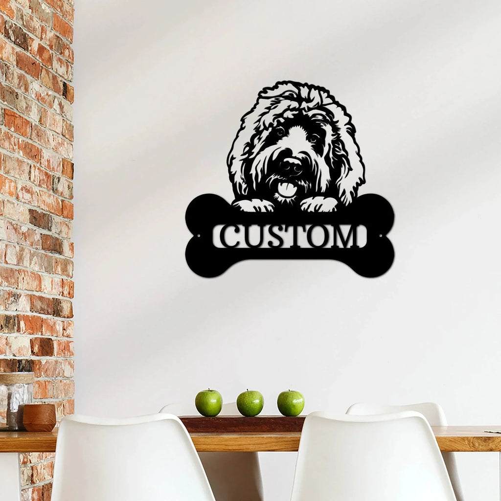 Goldendoodle Dog Custom Name Metal Art Wall Sign