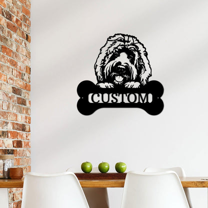 Goldendoodle Dog Custom Name Metal Art Wall Sign - Mallard Moon Gift Shop