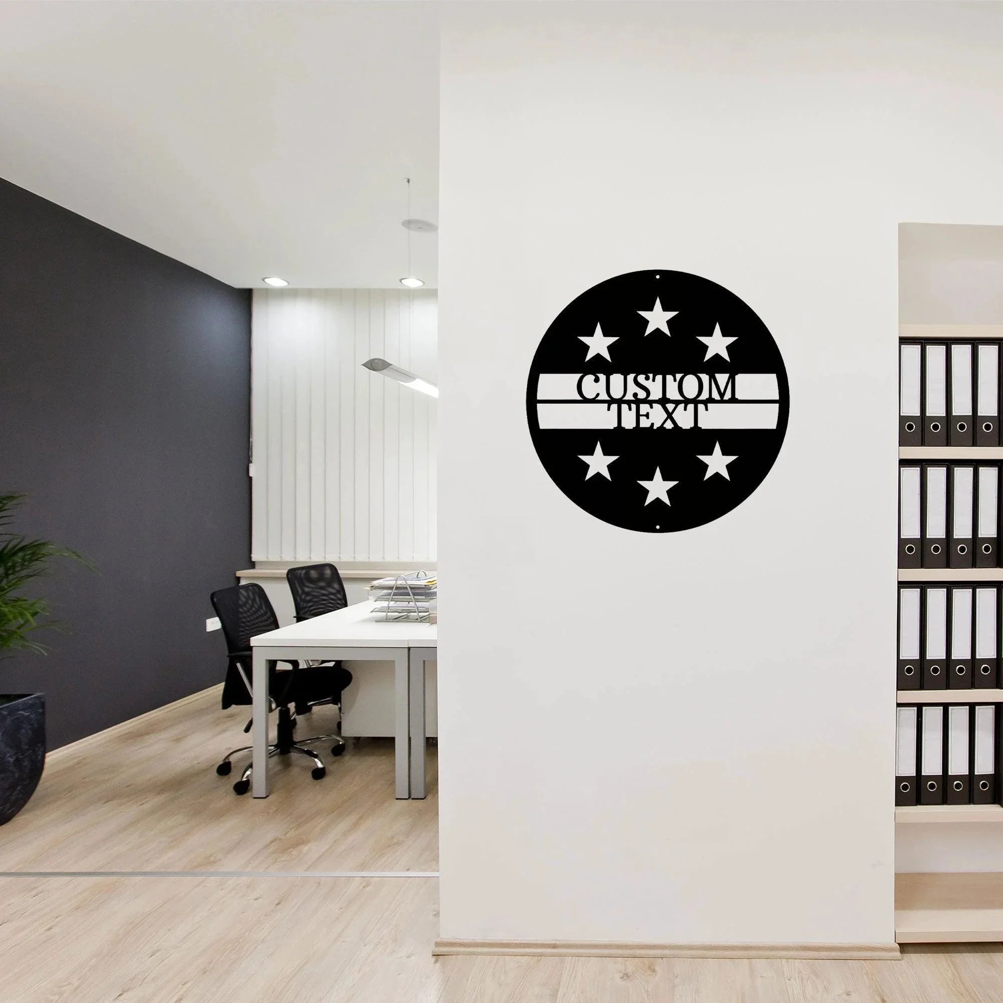 Personalized Six Star Round Metal Art Wall Sign