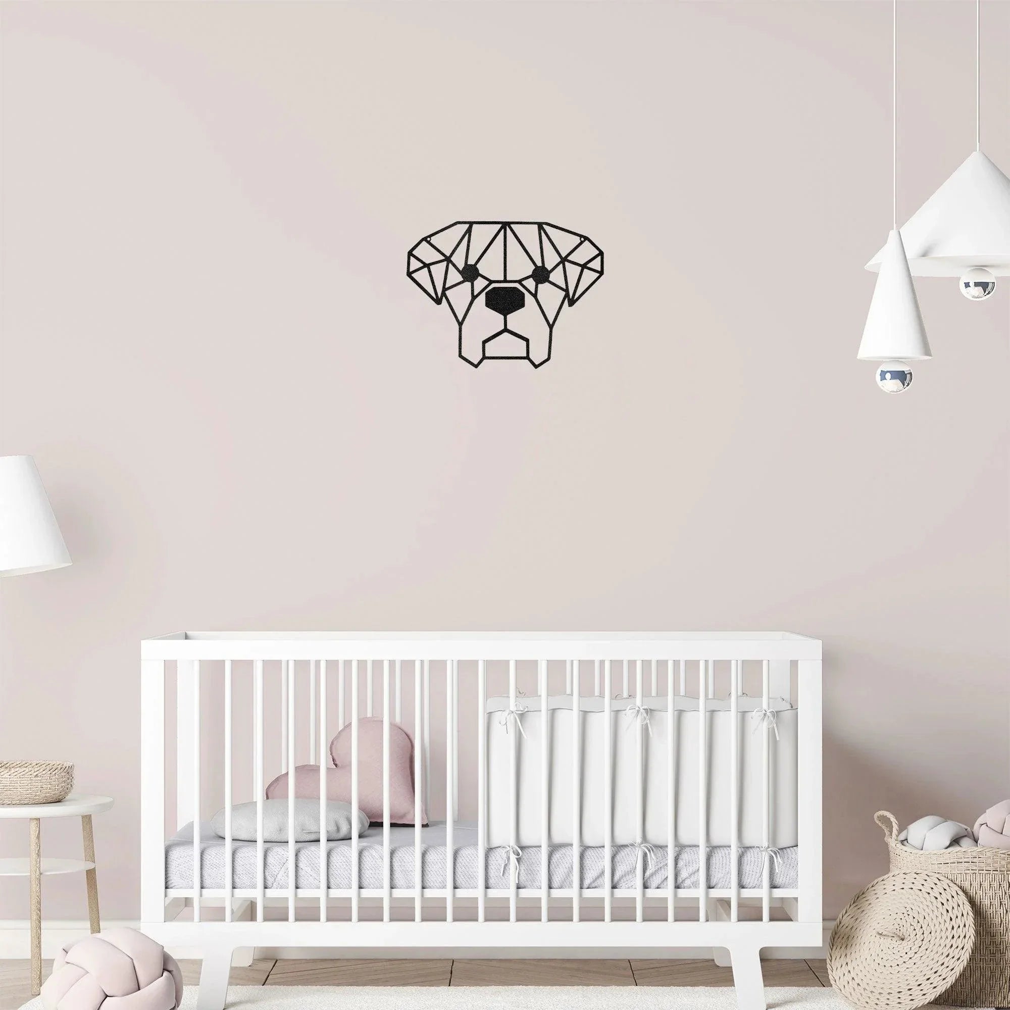 Dog Geometric Face Metal Art Wall Sign