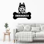 Siberian Husky Dog Custom Name Metal Art Wall Sign