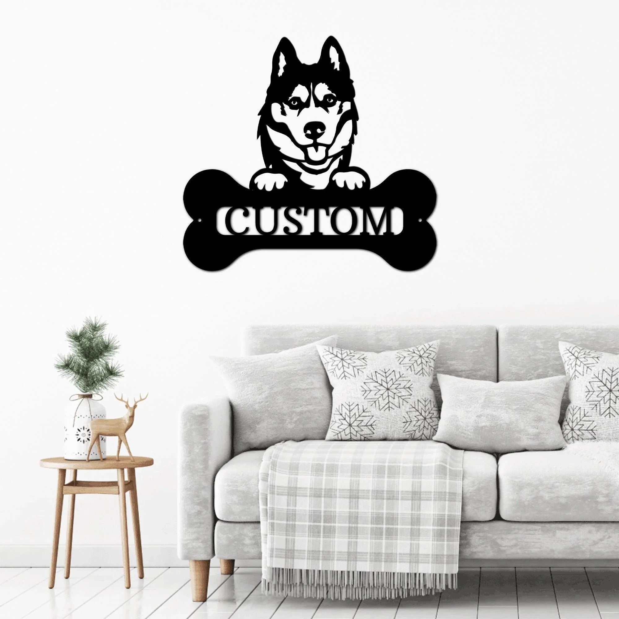 Siberian Husky Dog Custom Name Metal Art Wall Sign