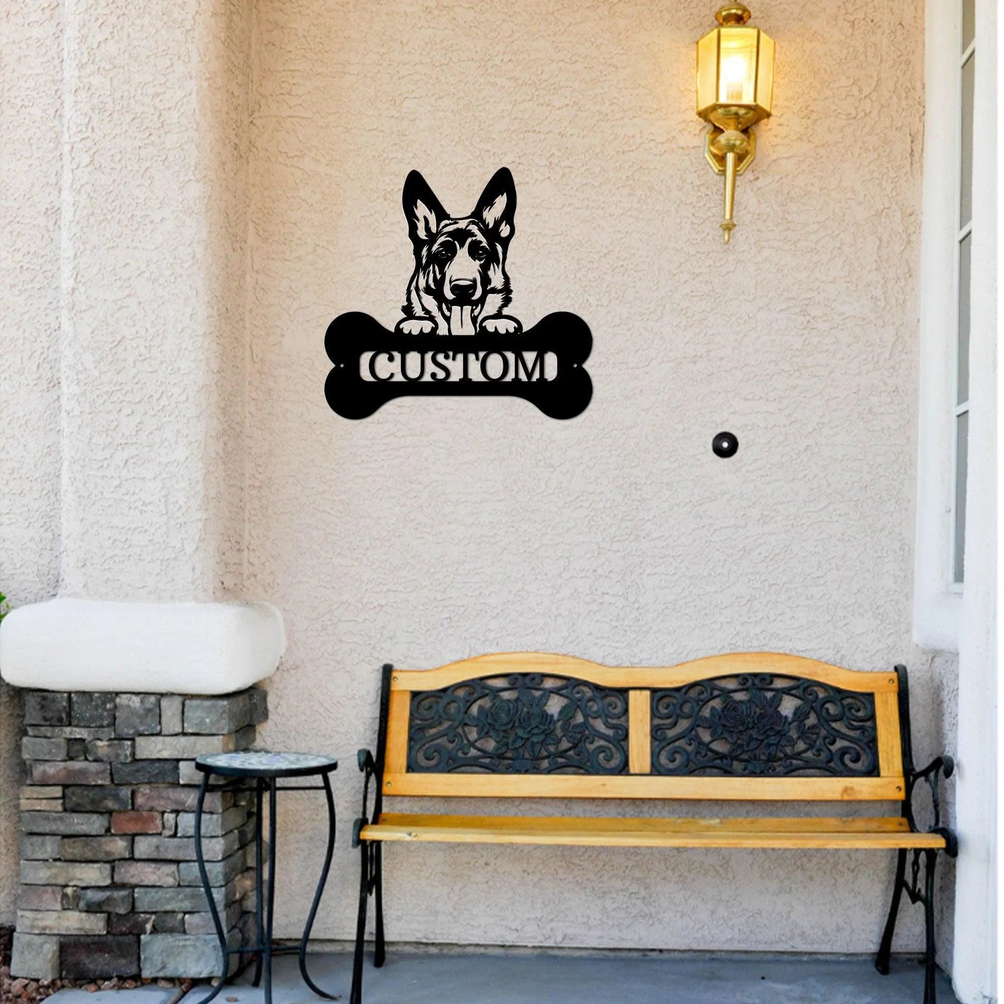 German Sheperd Custom Name Metal Art Wall Sign