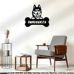 Siberian Husky Dog Custom Name Metal Art Wall Sign