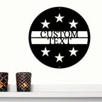 Personalized Six Star Round Metal Art Wall Sign