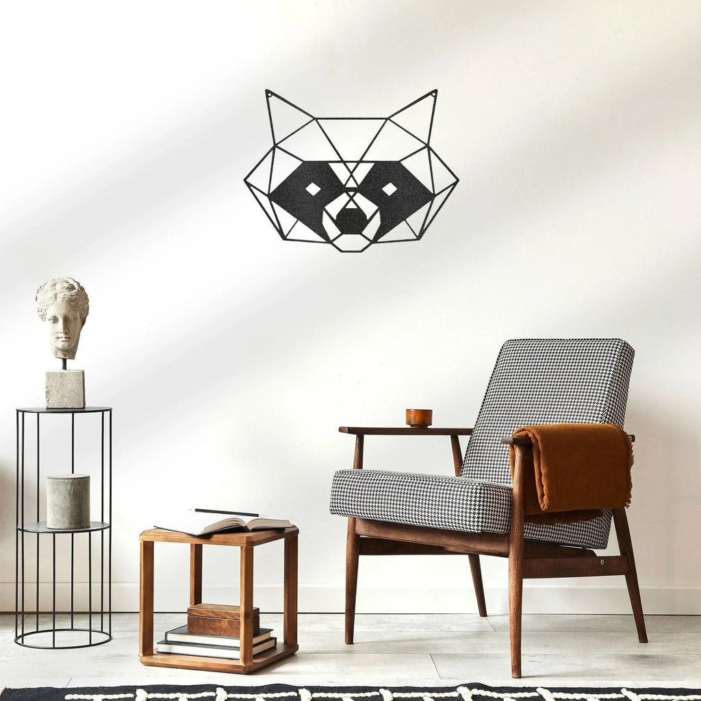Geometric Raccoon Indoor Outdoor Steel Wall Sign