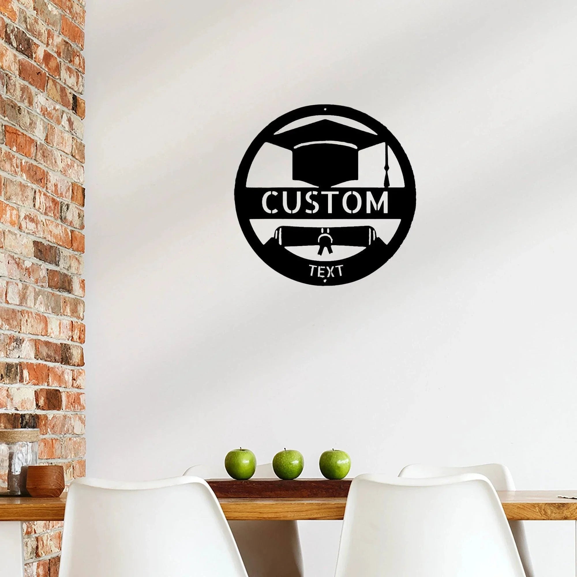 Graduation Cap and Diploma Custom Name Metal Art Wall Sign