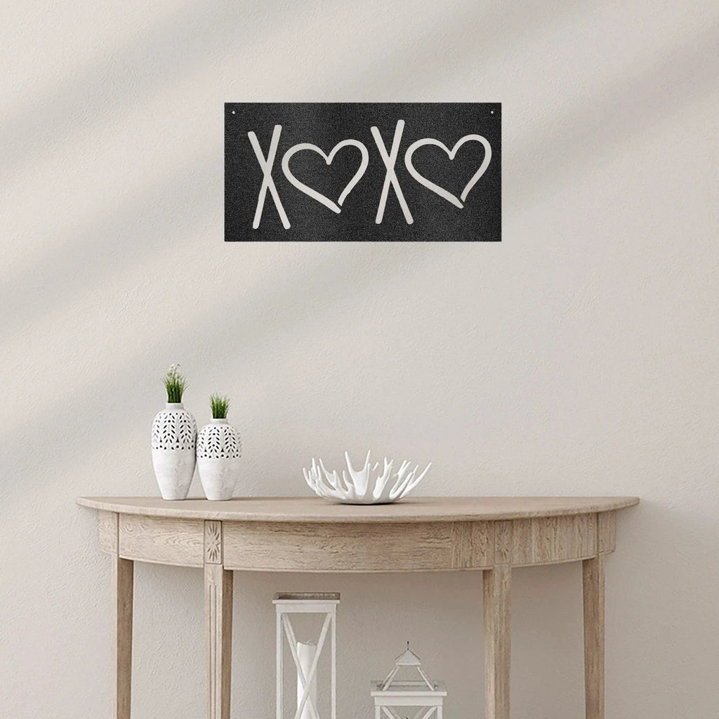 XOXO Hugs and Kisses Indoor Outdoor Steel Wall Sign
