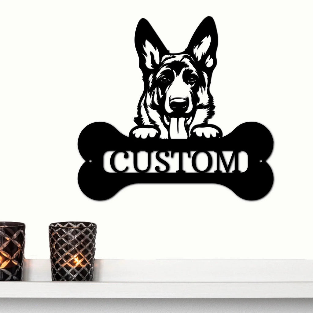 German Sheperd Custom Name Metal Art Wall Sign