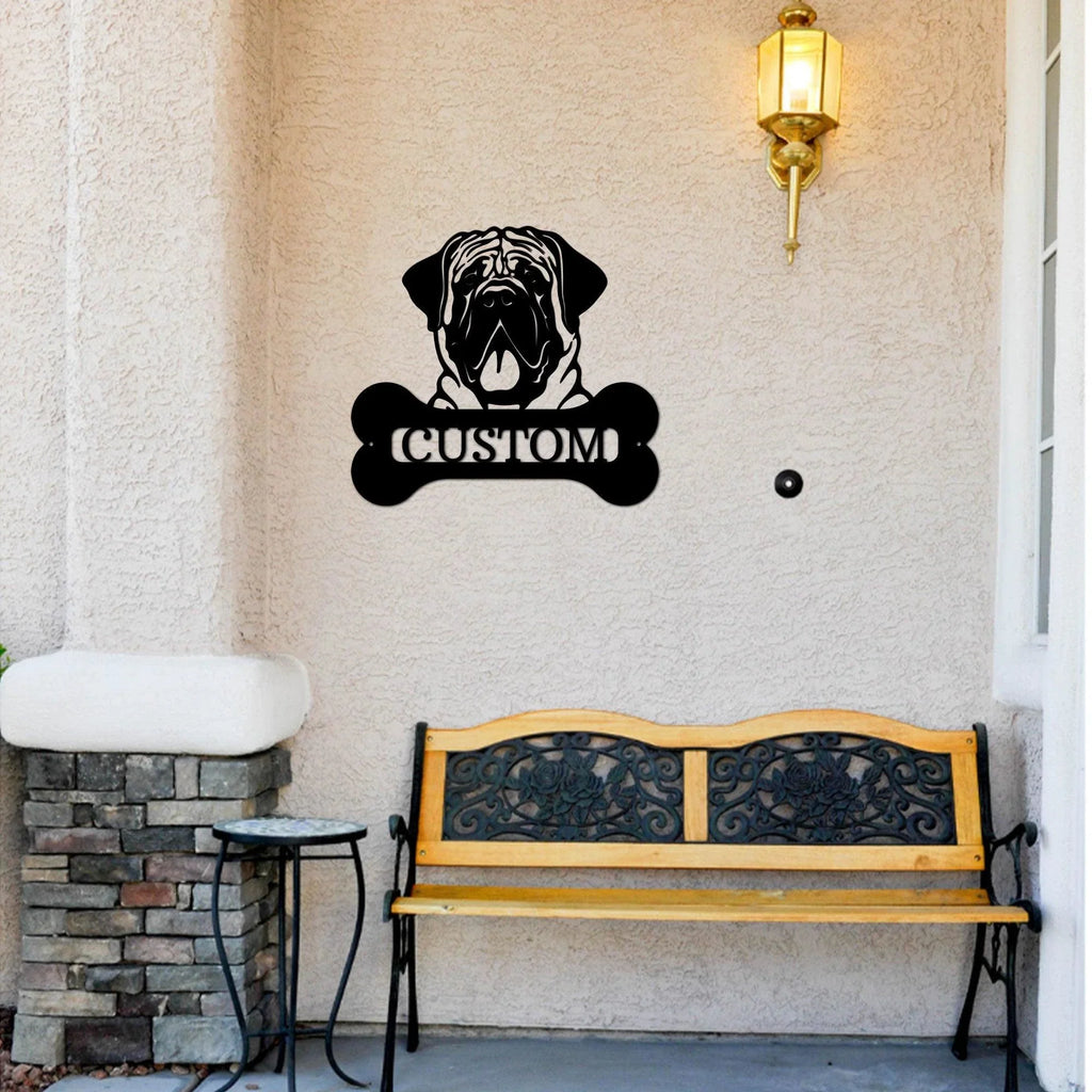Mastiff Dog Custom Name Metal Art Wall Sign