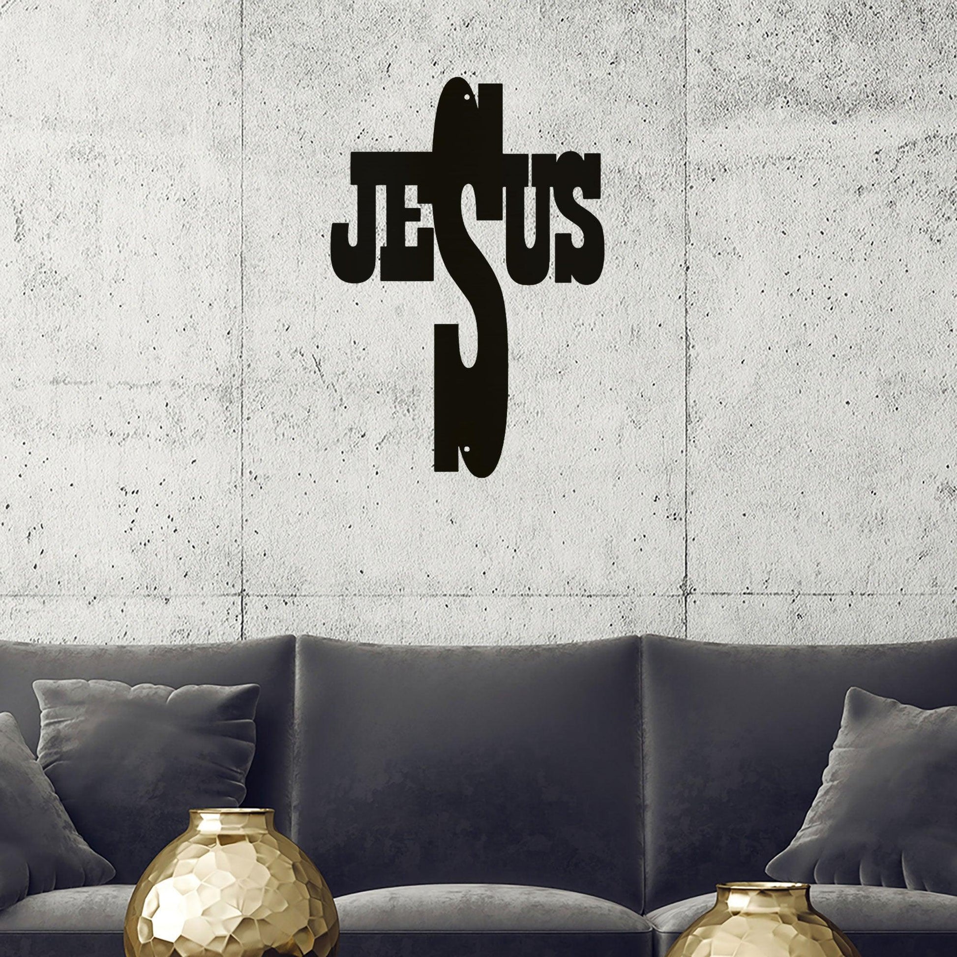 Jesus Cross Metal Art Steel Sign - Mallard Moon Gift Shop