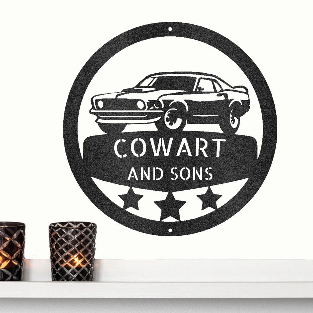Classic Sports Car Personalized Garage Workshop Man Cave Steel Wall Sign