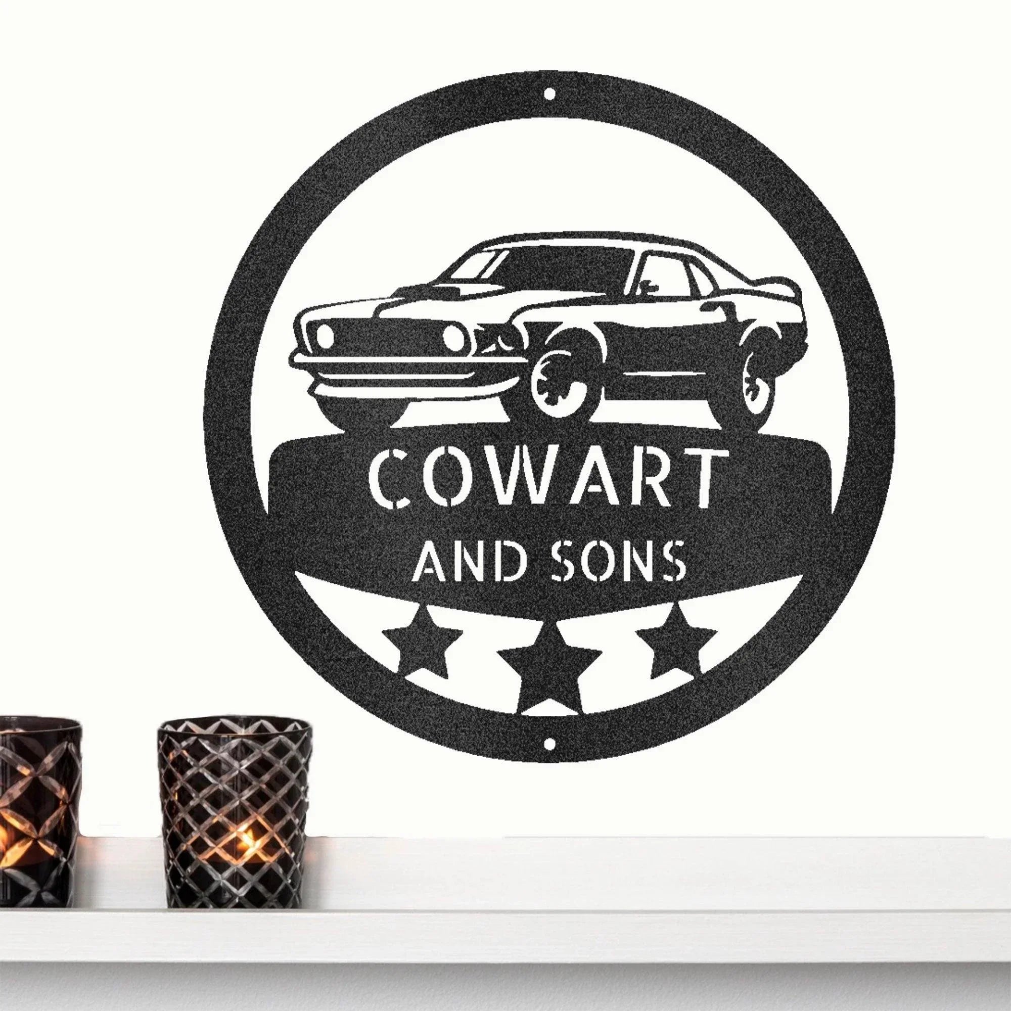 Classic Sports Car Personalized Garage Workshop Man Cave Steel Wall Sign