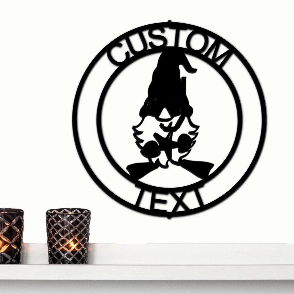 Summer Gnome Custom Name Metal Art Wall Sign Home Decor