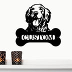 Golden Retriever Dog Custom Name Metal Art Wall Sign