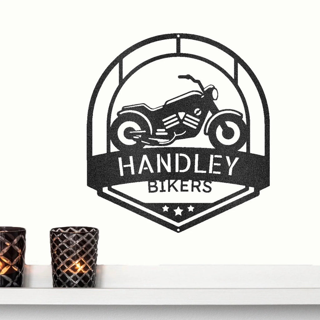 Motorcycle Biker Custom Name Steel Wall Sign Metal Art