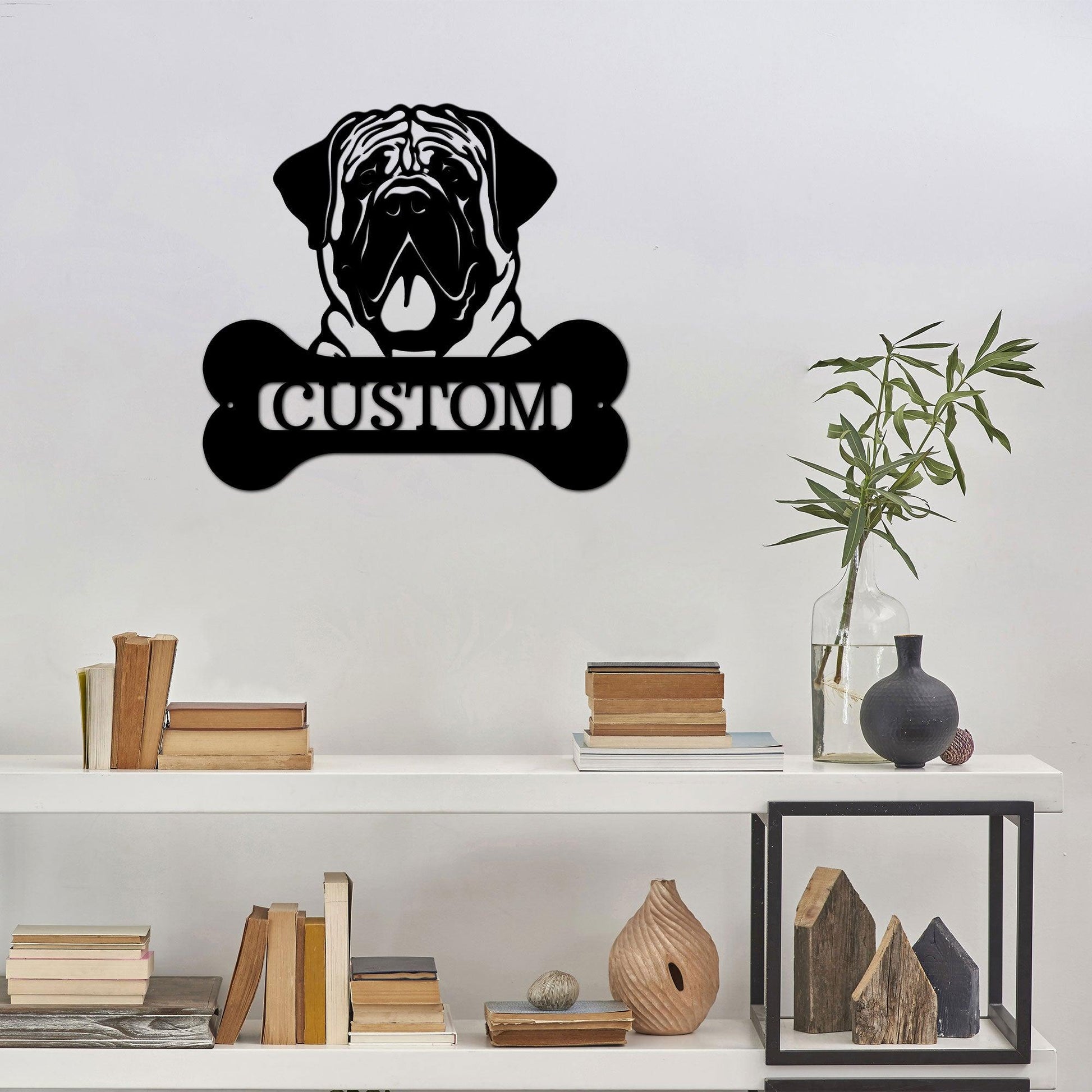 Mastiff Dog Custom Name Metal Art Wall Sign - Mallard Moon Gift Shop