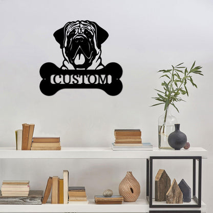 Mastiff Dog Custom Name Metal Art Wall Sign - Mallard Moon Gift Shop