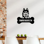 Siberian Husky Dog Custom Name Metal Art Wall Sign