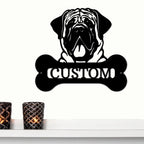 Mastiff Dog Custom Name Metal Art Wall Sign