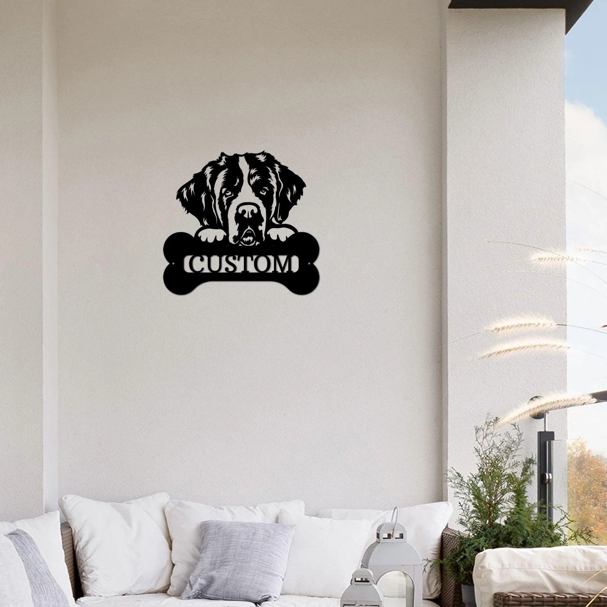 St. Bernard Dog Custom Name Metal Art Wall Sign