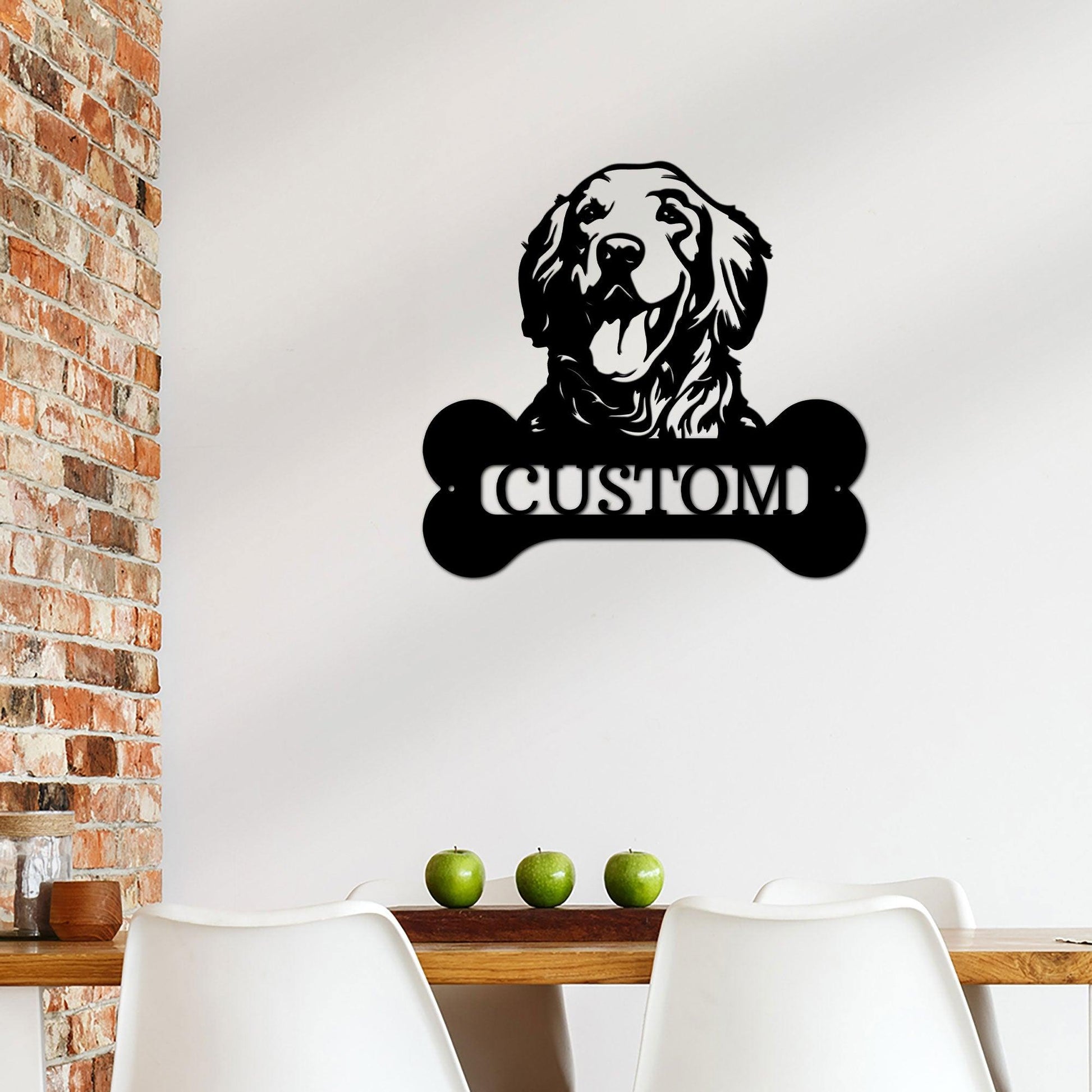 Golden Retriever Dog Custom Name Metal Art Wall Sign - Mallard Moon Gift Shop